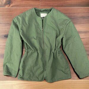 Universal thread green, quilted,cinched waist, utility jacket, size small